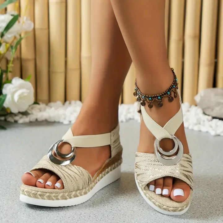 ORTHOPEDIC WOMEN'S SANDALS WITH PLATFORM WEDGE HEEL