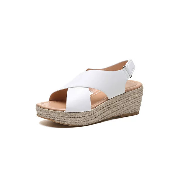 Jane™ |Stylish wedge heel sandals with cross straps