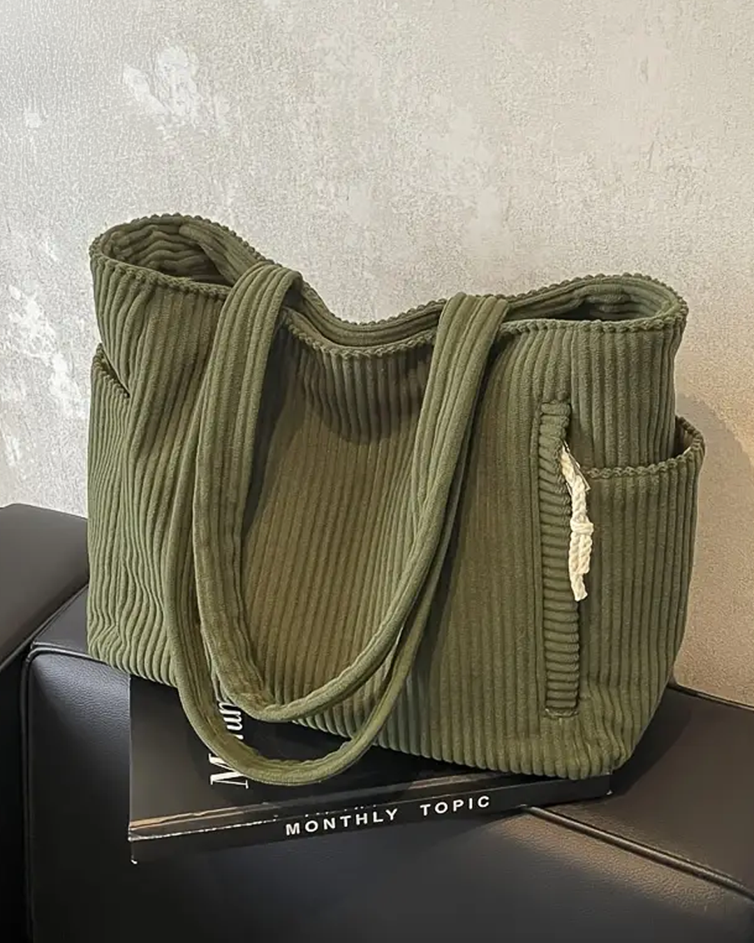 Tilda – Ribbed carrier bag with cord detail