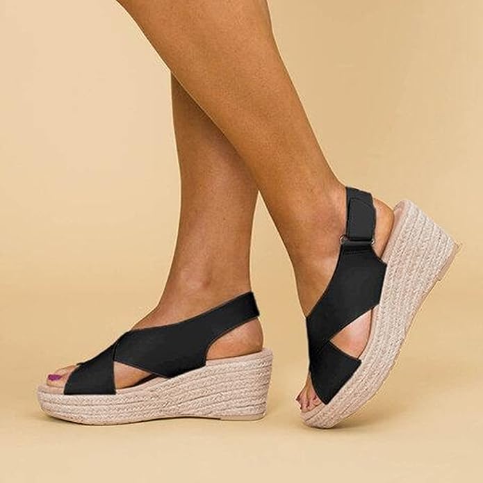 Jane™ |Stylish wedge heel sandals with cross straps