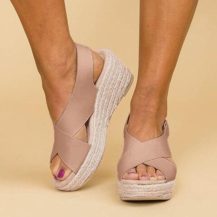 Jane™ |Stylish wedge heel sandals with cross straps