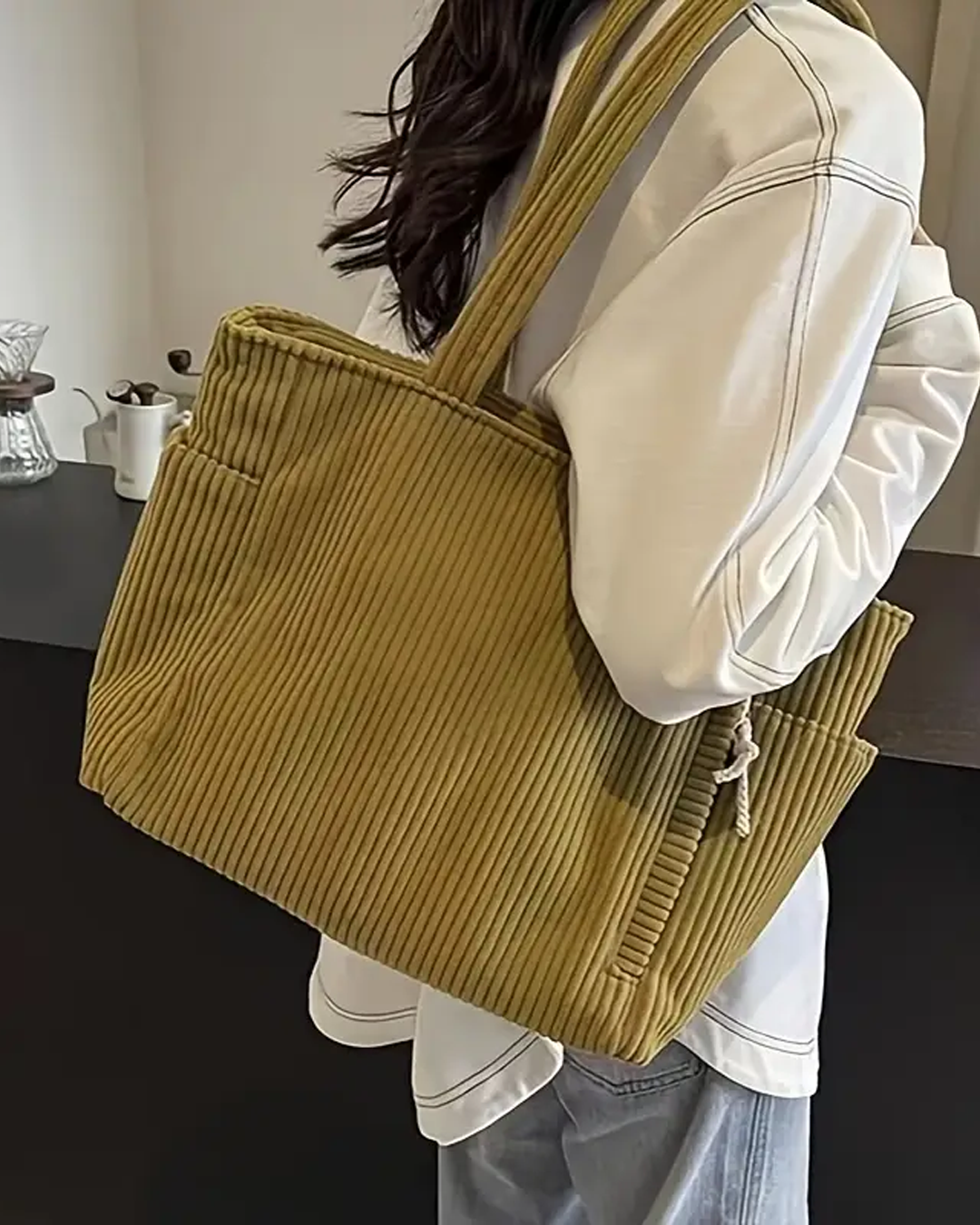Tilda – Ribbed carrier bag with cord detail