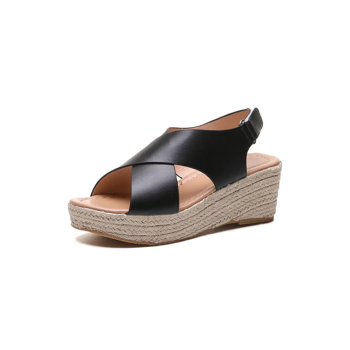 Jane™ |Stylish wedge heel sandals with cross straps