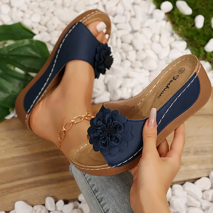 Amelia™ |Stylish Floral Floral Slip-On Wedge Sandals
