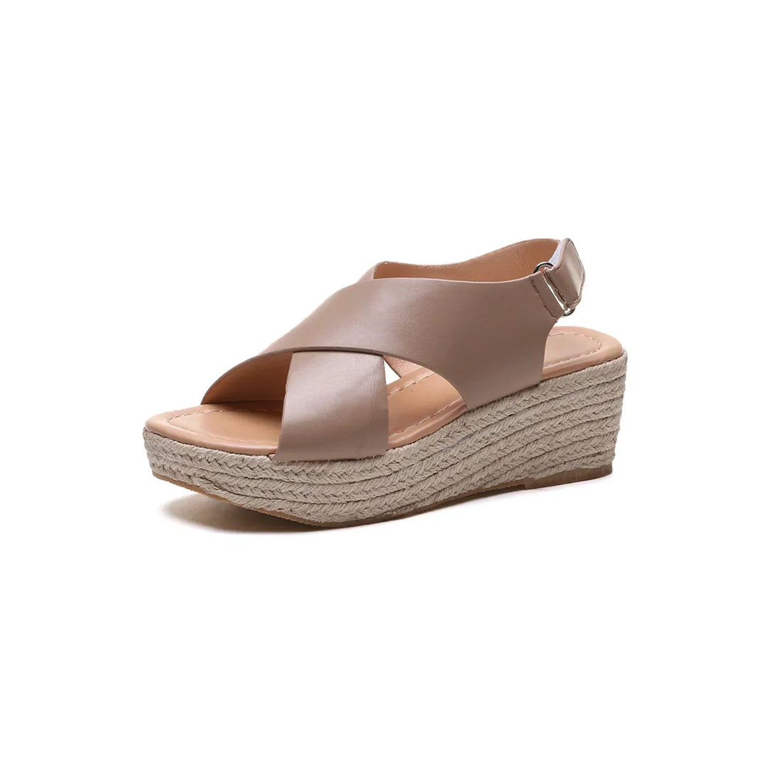Jane™ |Stylish wedge heel sandals with cross straps