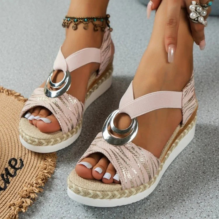 ORTHOPEDIC WOMEN'S SANDALS WITH PLATFORM WEDGE HEEL