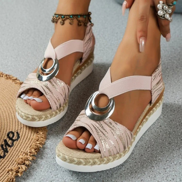 ORTHOPEDIC WOMEN'S SANDALS WITH PLATFORM WEDGE HEEL