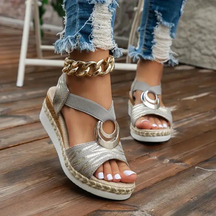 ORTHOPEDIC WOMEN'S SANDALS WITH PLATFORM WEDGE HEEL