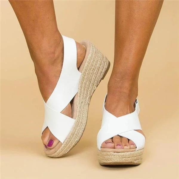 Jane™ |Stylish wedge heel sandals with cross straps