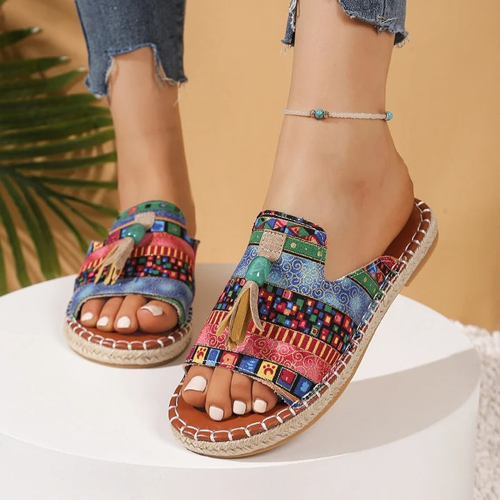 Boho Chic Woven Sandals – Colorful & Comfy