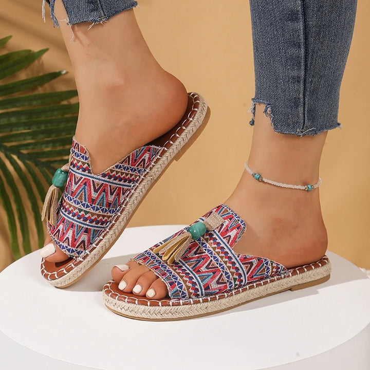 Boho Chic Woven Sandals – Colorful & Comfy