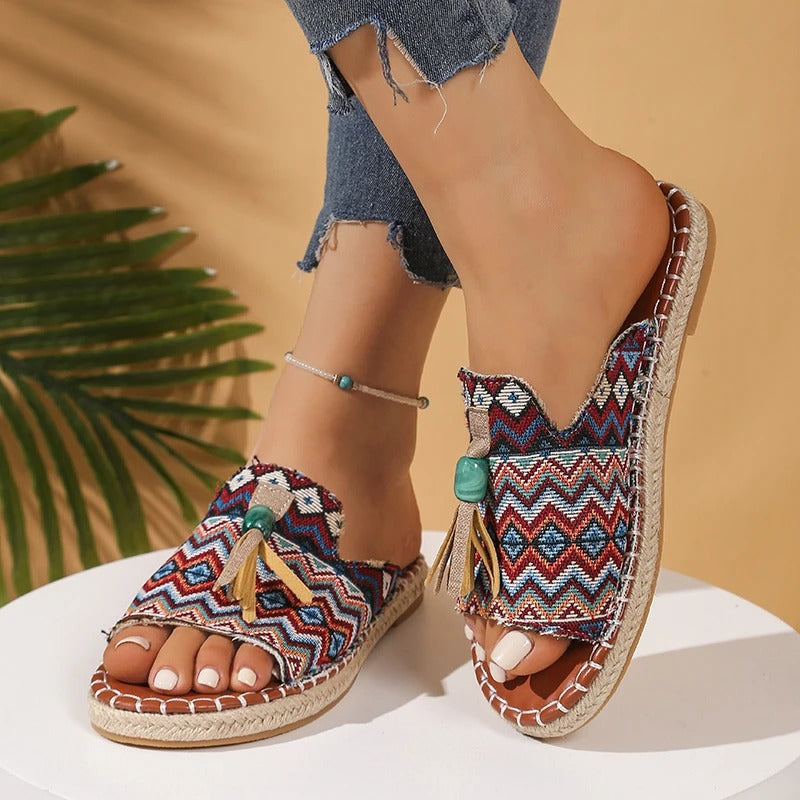 Boho Chic Woven Sandals – Colorful & Comfy