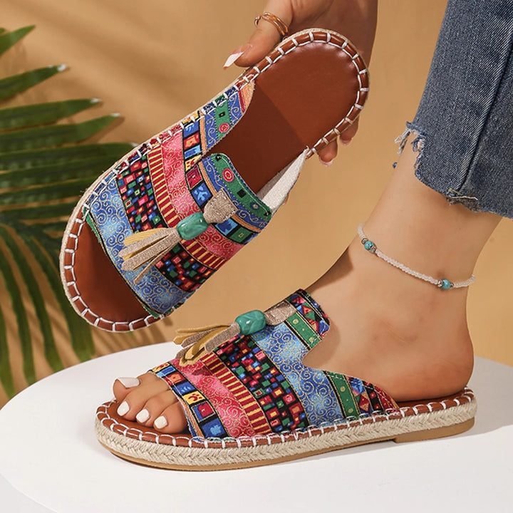 Boho Chic Woven Sandals – Colorful & Comfy