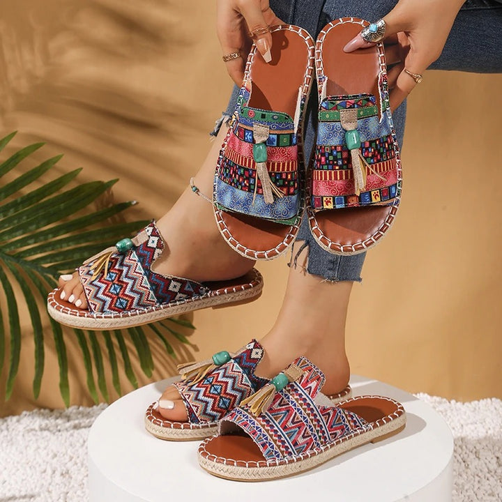 Boho Chic Woven Sandals – Colorful & Comfy