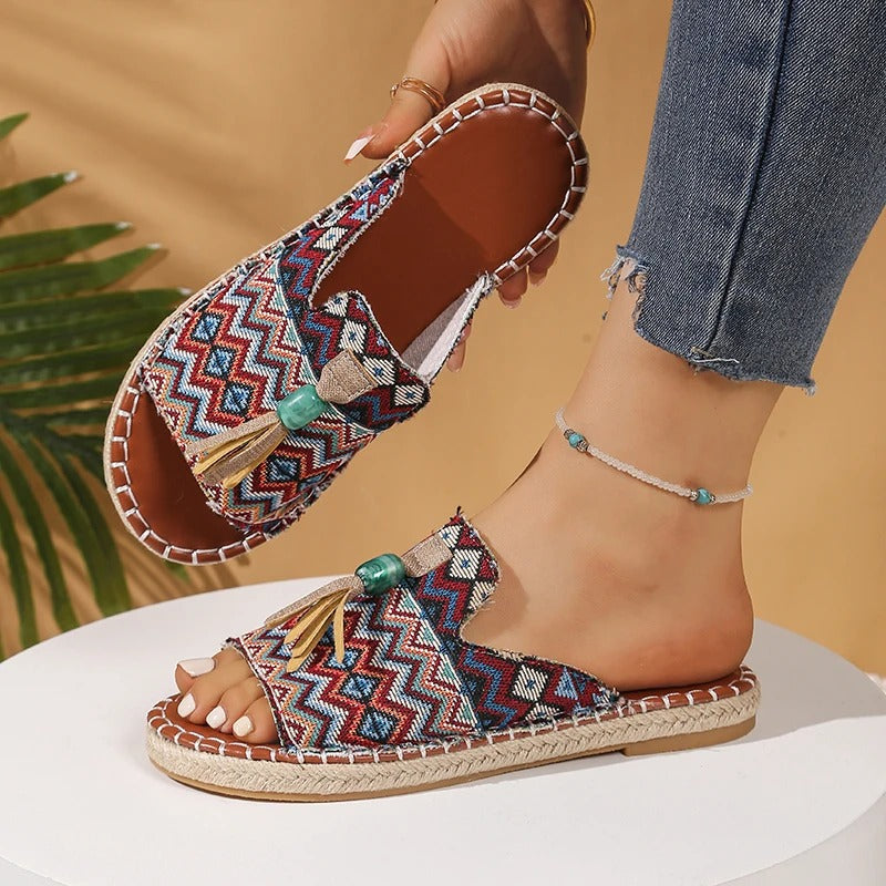Boho Chic Woven Sandals – Colorful & Comfy