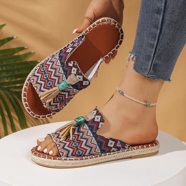 Boho Chic Woven Sandals – Colorful & Comfy