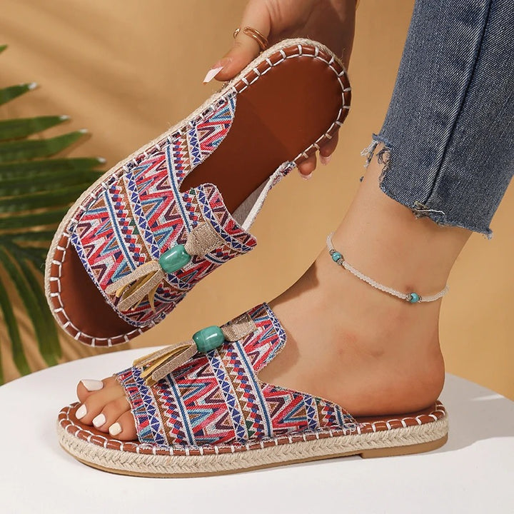 Boho Chic Woven Sandals – Colorful & Comfy