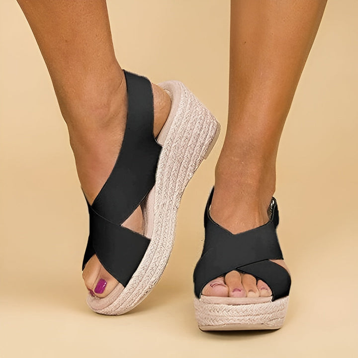 Jane™ |Stylish wedge heel sandals with cross straps
