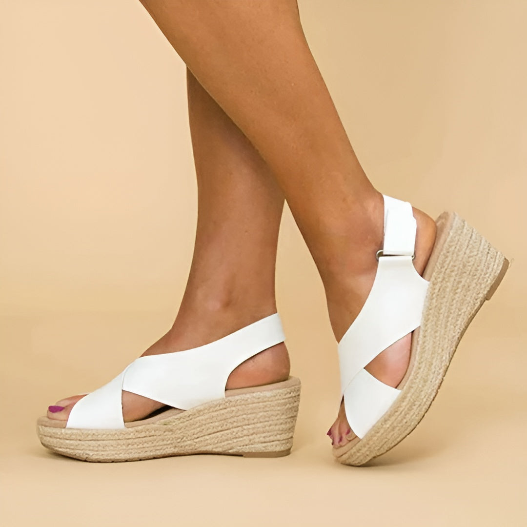 Jane™ |Stylish wedge heel sandals with cross straps